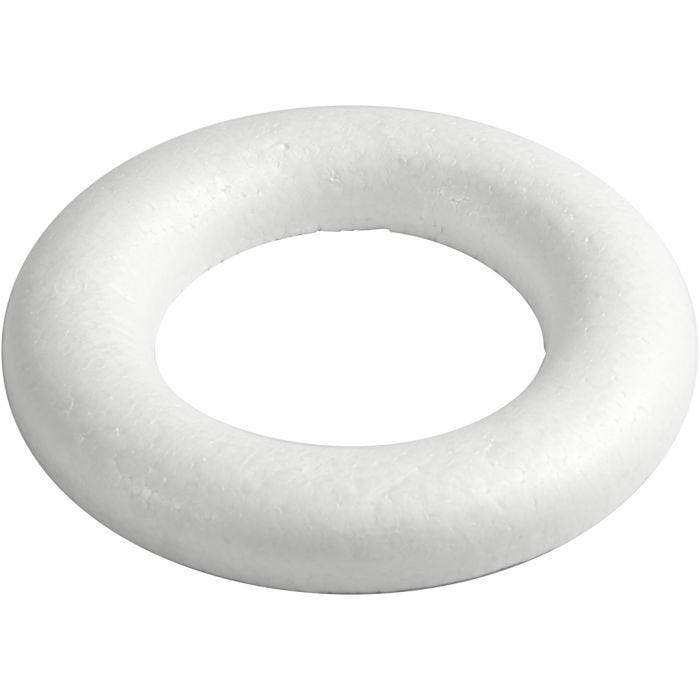Ring med platt baksida, stl. 20 cm, tjocklek 25 mm, vit, 1 st.