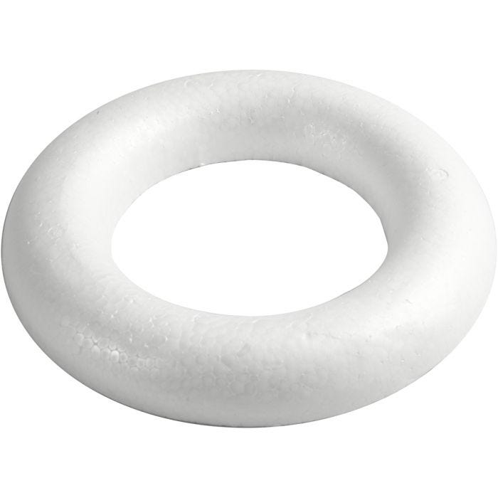 Ring med platt baksida, Dia. 25 cm, tjocklek 30 mm, vit, 1 st.