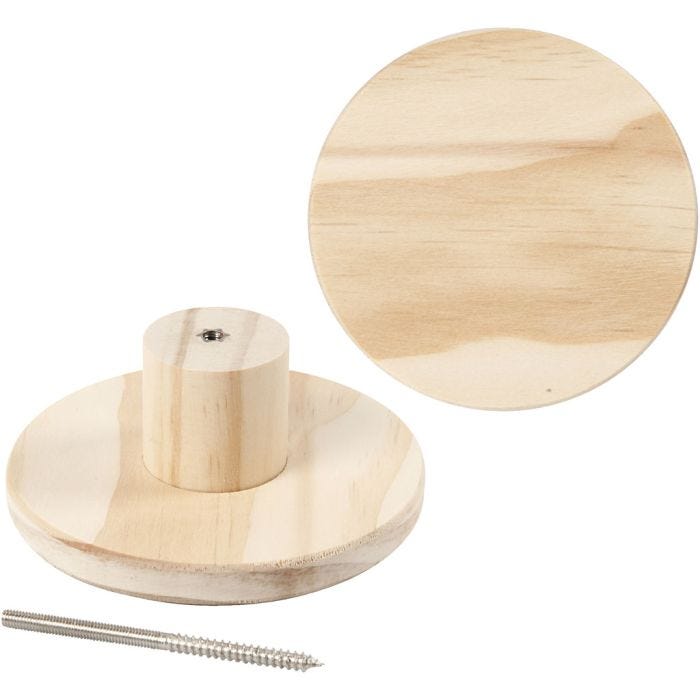 Träknopp, rund, D: 4,5 cm, Dia. 11 cm, 1 st.