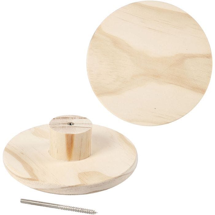 Träknopp, rund, D: 4,5 cm, Dia. 15 cm, 1 st.