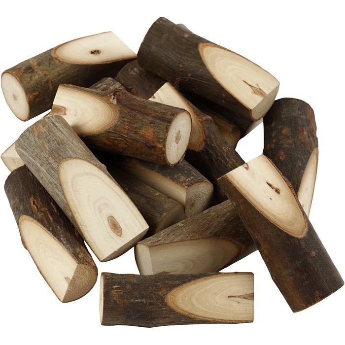 Trägren sågad i vinkel, H: 8 cm, Dia. 2,5-3,5 cm, 15 st./ 1 förp.