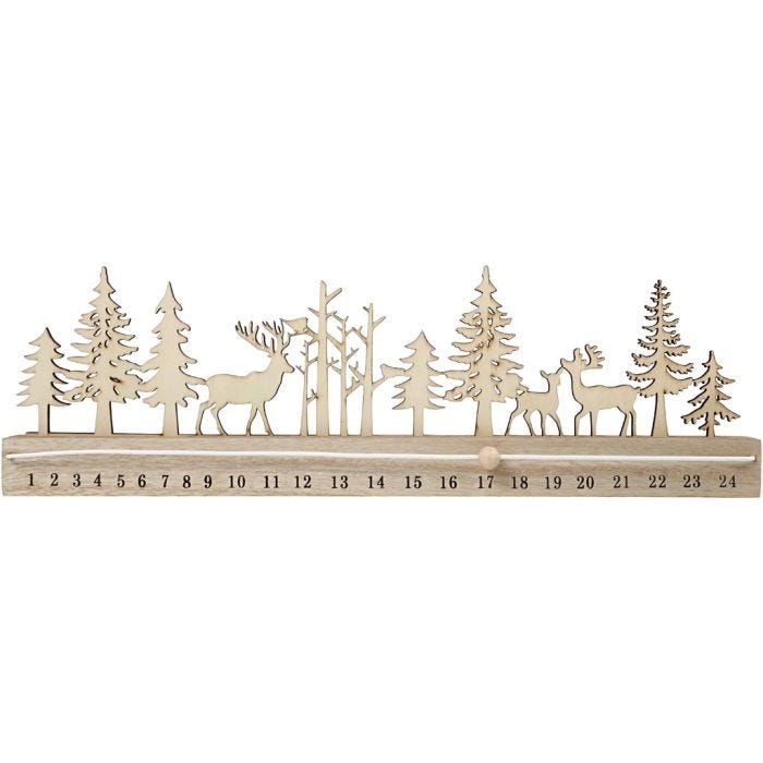 Julkalender, nedräkning, H: 12 cm, L: 40 cm, B: 3,6 cm, 1 st.