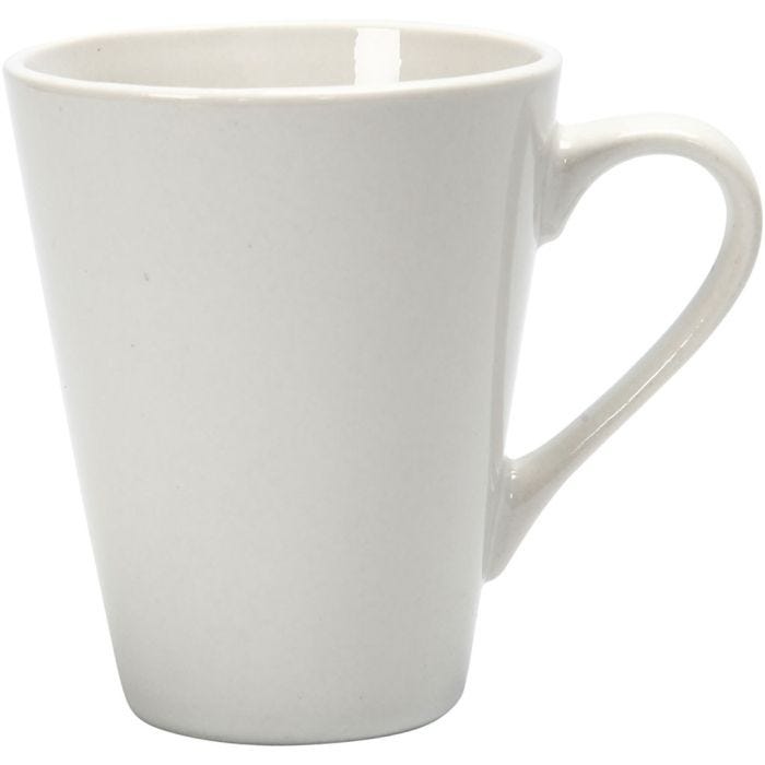 Muggar, H: 10 cm, Dia. 5-8 cm, 250 ml, vit, 12 st./ 1 förp.