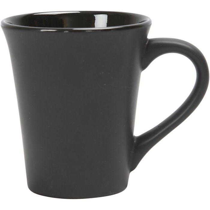 Muggar, H: 10 cm, Dia. 5,9-8,7 cm, 300 ml, svart, 12 st./ 1 förp.
