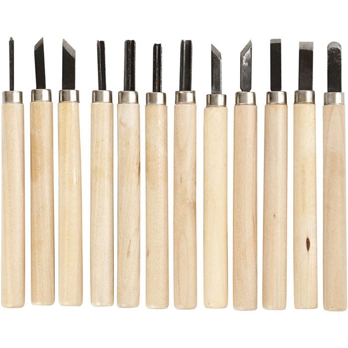 Wood Carving set, 12st./ 1 förp.