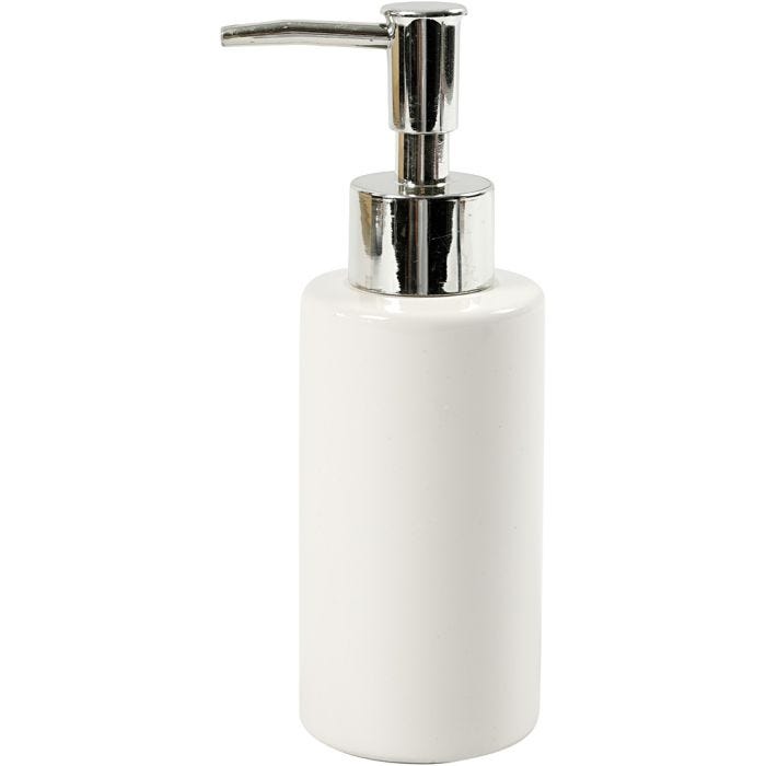 Tvålpump, H: 16,5 cm, Dia. 5,5 cm, 150 ml, vit, 1 st.