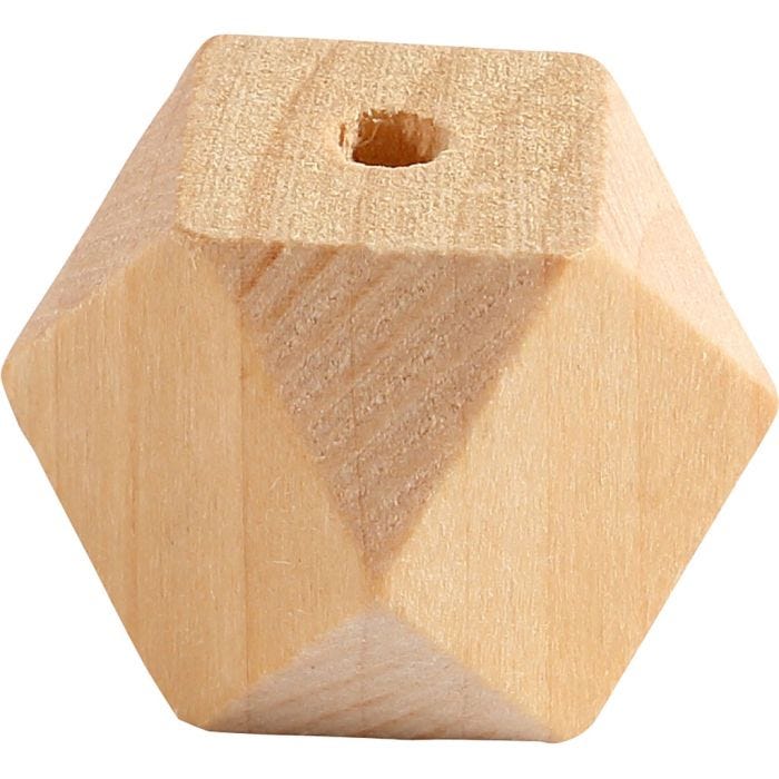 Facettslipade träpärlor, B: 20 mm, Hålstl. 3 mm, 6st./ 1 förp.