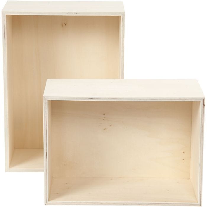 Förvaringslådor, rektangel, H: 27+31 cm, D: 12,5 cm, B: 19,5+22,5 cm, 2st./ 1 set