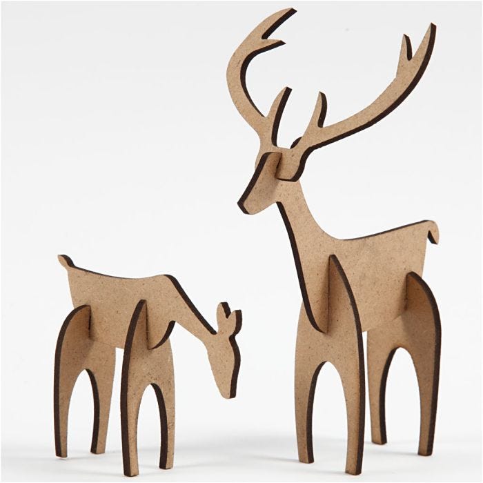 Hjortar, H: 5+12,5 cm, L: 6,5+8 cm, 1 set