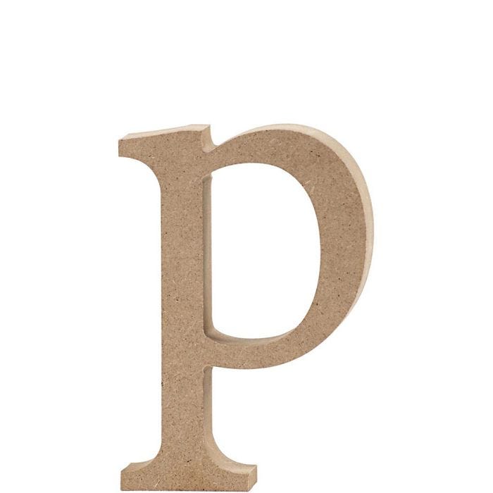 Bokstav, p, H: 12,8 cm, tjocklek 2 cm, 1 st.