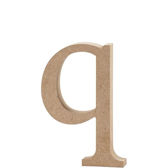 Bokstav, q, H: 12,2 cm, tjocklek 2 cm, 1 st.