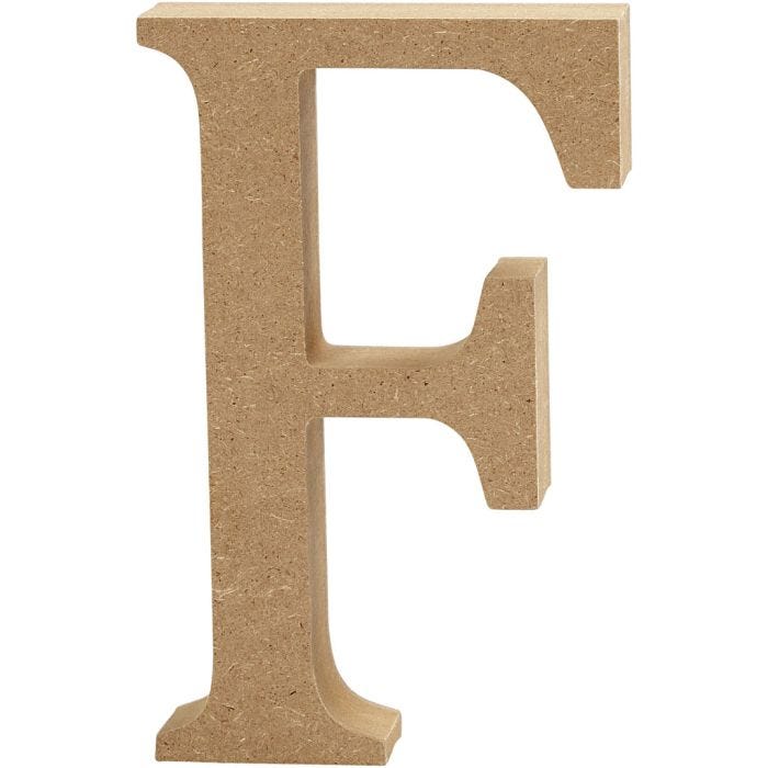 Bokstav, F, H: 13 cm, tjocklek 2 cm, 1 st.