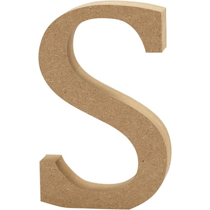 Bokstav, S, H: 13 cm, tjocklek 2 cm, 1 st.
