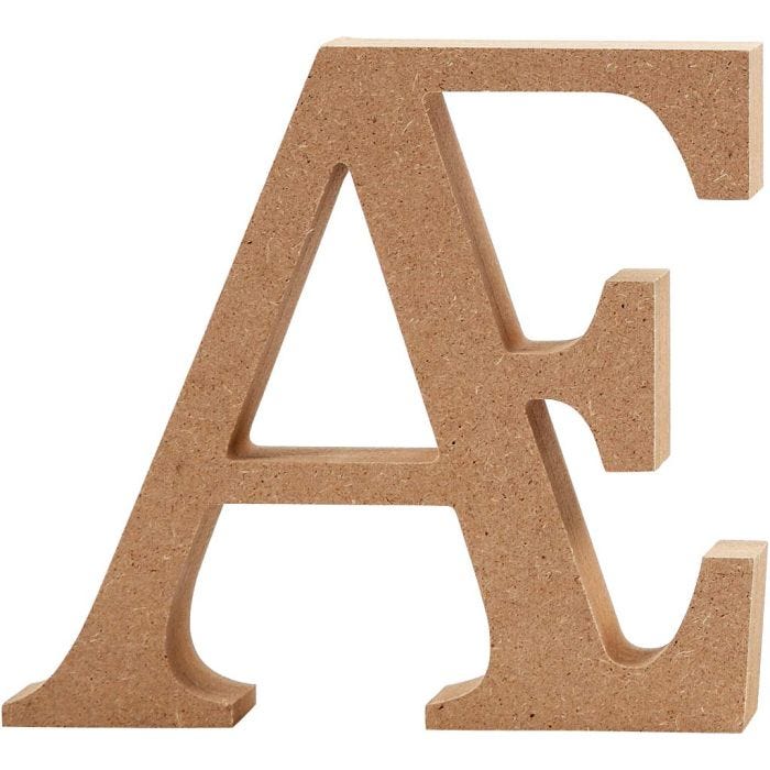 Bokstav, Æ , H: 13 cm, tjocklek 2 cm, 1 st.