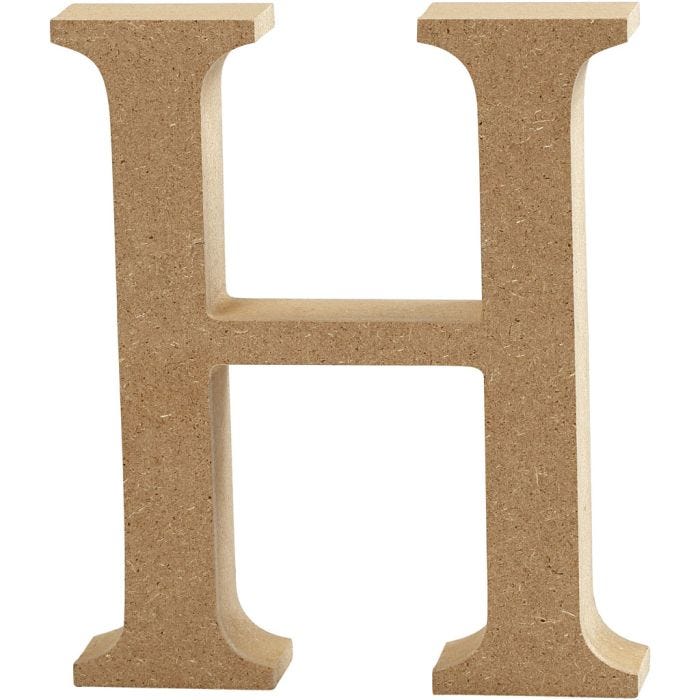 Bokstav, H, H: 8 cm, tjocklek 1,5 cm, 1 st.