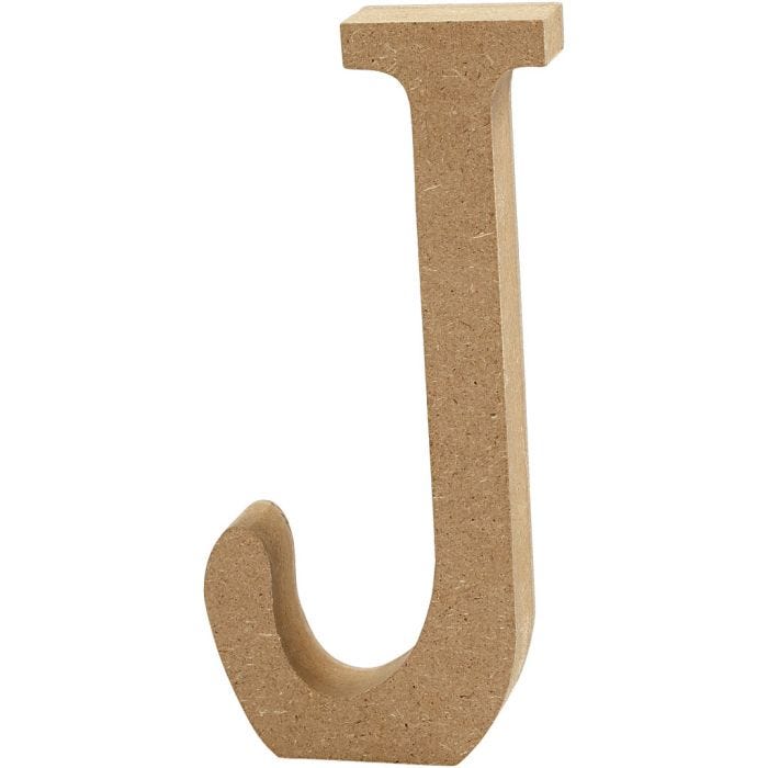 Bokstav, J, H: 8 cm, tjocklek 1,5 cm, 1 st.