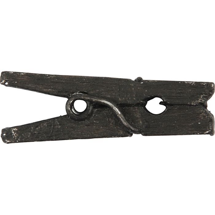 Mini klädnypor, L: 25 mm, B: 3 mm, svart, 36 st./ 1 förp.