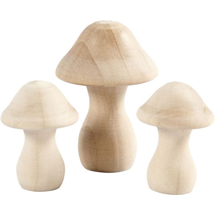 Svampar, Dia. 3,3+4,5 cm, stl. 4,5+6,5 cm, 3 st./ 1 förp.