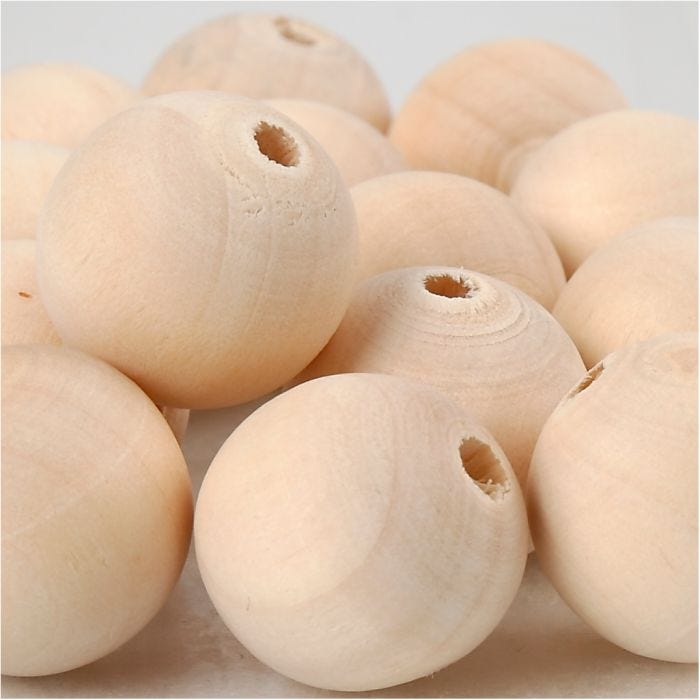 Träpärlor, Dia. 20 mm, Hålstl. 4 mm, 14 st./ 1 förp.