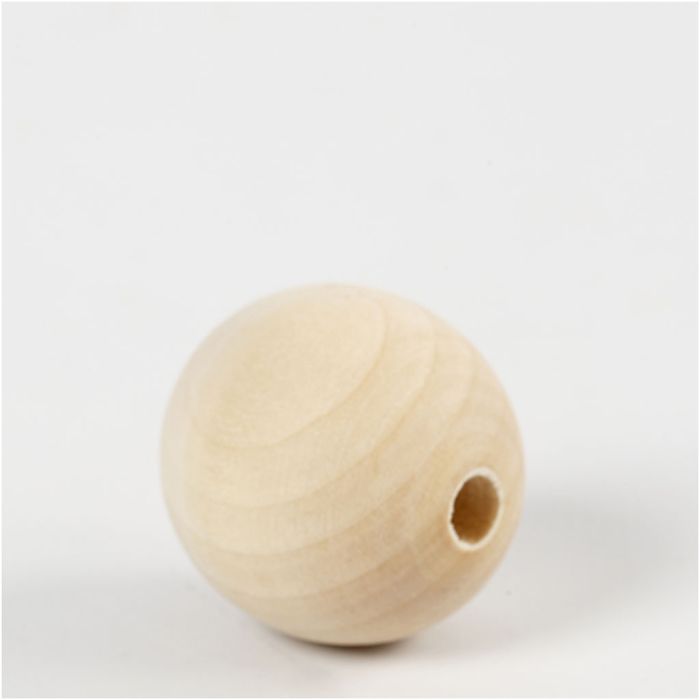 Träpärlor, Dia. 30 mm, Hålstl. 5 mm, 4 st./ 1 förp.