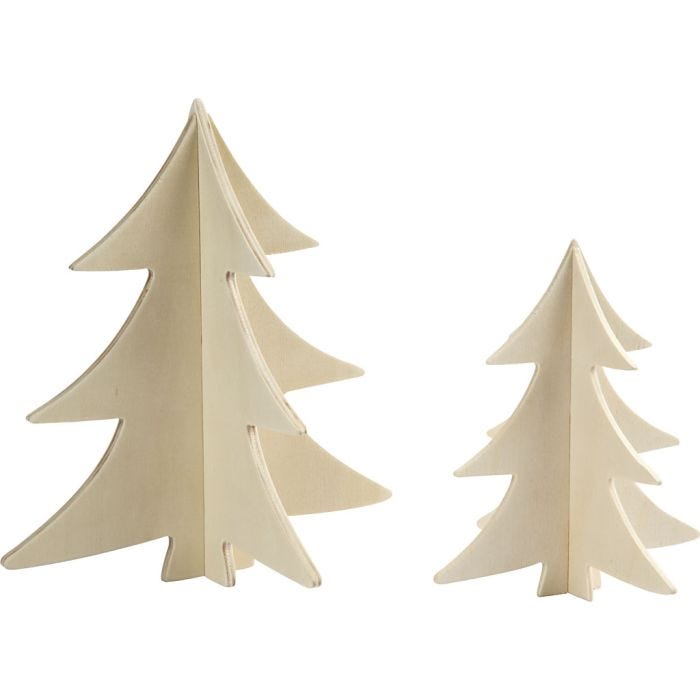3D julgranar, H: 13+18 cm, 2st./ 1 förp.