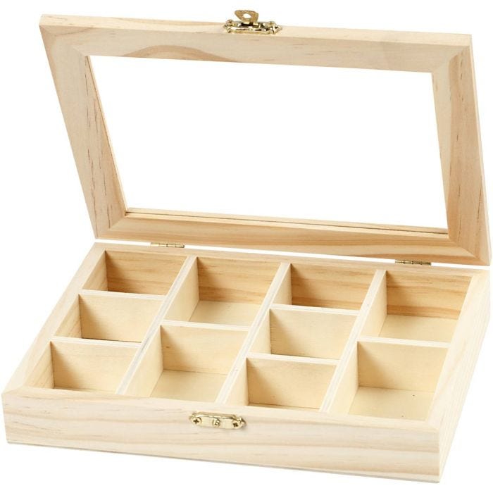 Ask med glaslock, stl. 15,5x20,5x3,5 cm, Hålstl. 4,3x6,6 cm, 1 st.