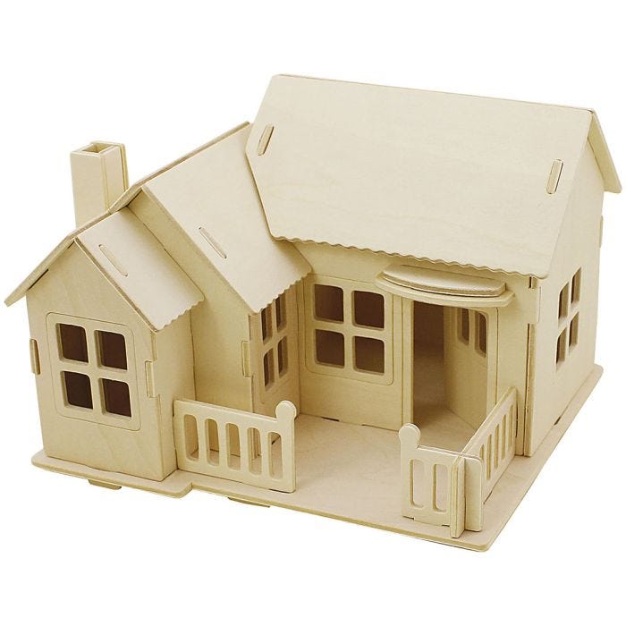 3D Konstruktionsfigur, Hus med terass, stl. 19x17,5x15 , 1 st.