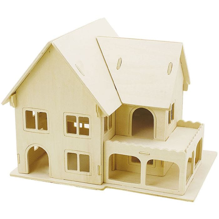 3D Konstruktionsfigur, Hus med veranda, stl. 22,5x16x17,5, 1 st.
