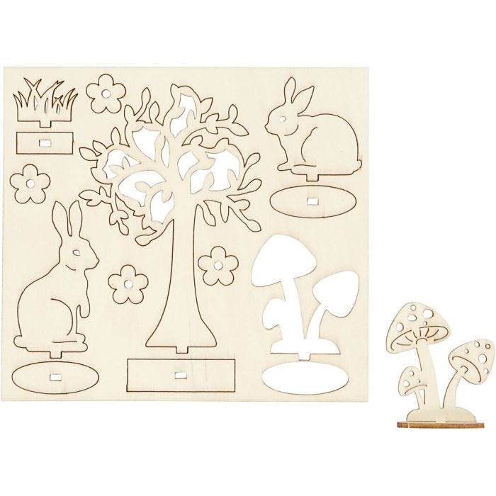 Sätt-ihop-själv träfigurer, L: 15,5 cm, B: 17 cm, tjocklek 3 mm, 1 förp.