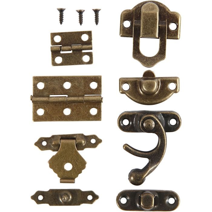 Minibeslag, stl. 16x19-19x29,5 mm, antikguld, 15set/ 1 förp.