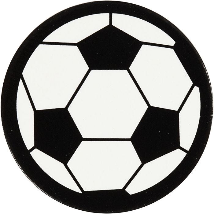 Kartongetikett, fotboll, Dia. 25 mm, vit/svart, 20st./ 1 förp.