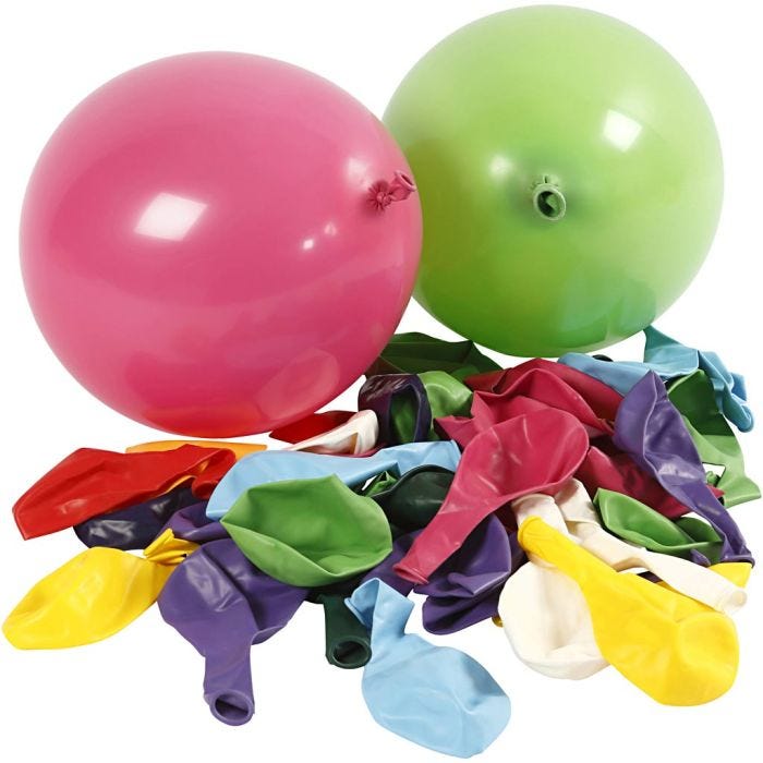 Ballonger, Runda, Dia. 23 cm, mixade färger, 100st./ 1 förp.
