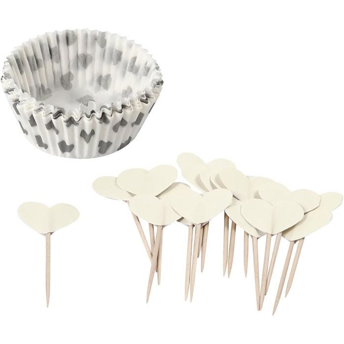 Muffinsformar, H: 3 cm, Dia. 5 cm, 40 g, råvit, 24 set/ 1 förp.