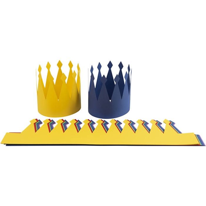 Födelsedagskronor, H: 18 cm, L: 66 cm, 300 g, mixade färger, 25 st./ 1 förp.
