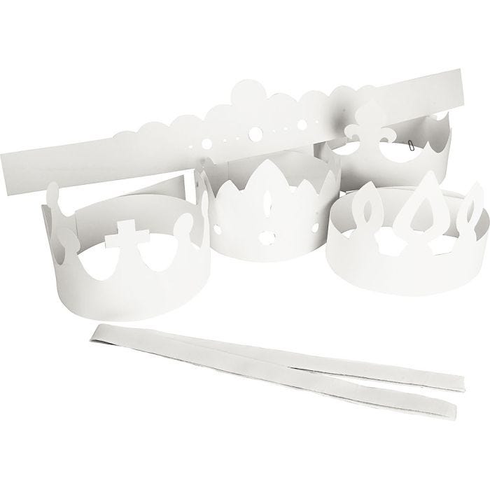 Kronor av papp, H: 10-16,5 cm, L: 60 cm, 230 g, vit, 5 st./ 1 förp.