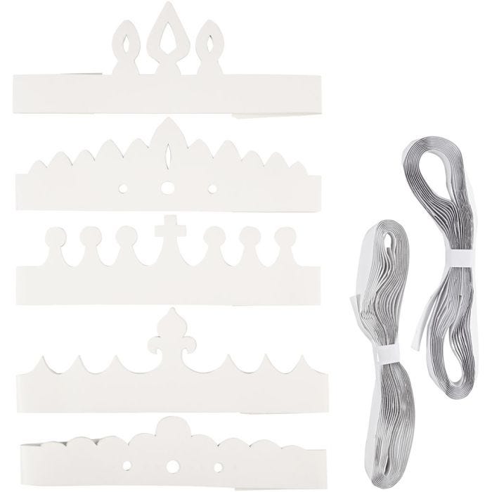Kronor av papp, H: 10-16,5 cm, L: 60 cm, vit, 50 st./ 1 förp.