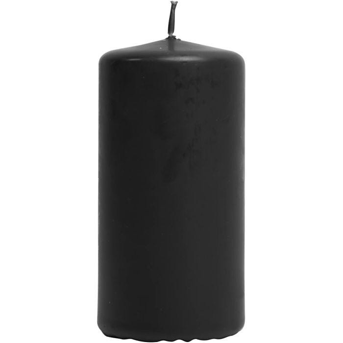 Blockljus, H: 100 mm, Dia. 50 mm, svart, 12 st./ 1 förp.