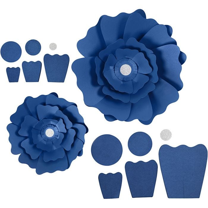 Pappersblommor, Dia. 15+25 cm, 230 g, blå, 2st./ 1 förp.