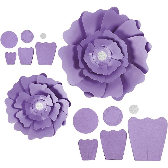 Pappersblommor, Dia. 15+25 cm, 230 g, lila, 2 st./ 1 förp.