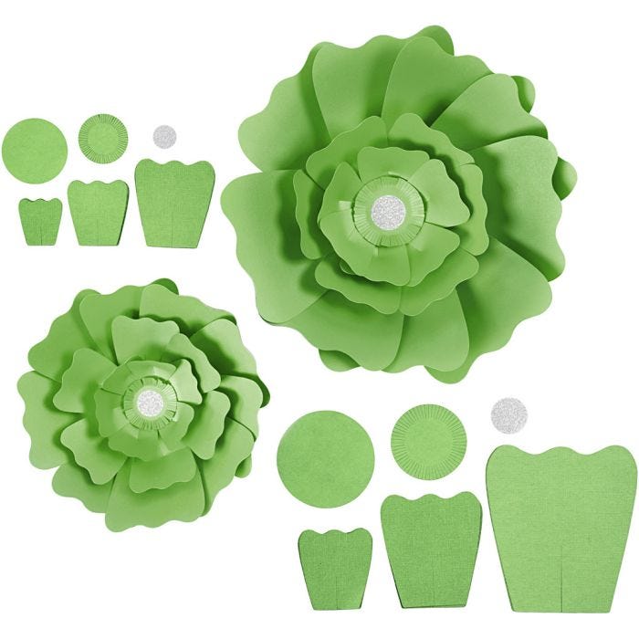 Pappersblommor, Dia. 15+25 cm, 230 g, grön, 2st./ 1 förp.