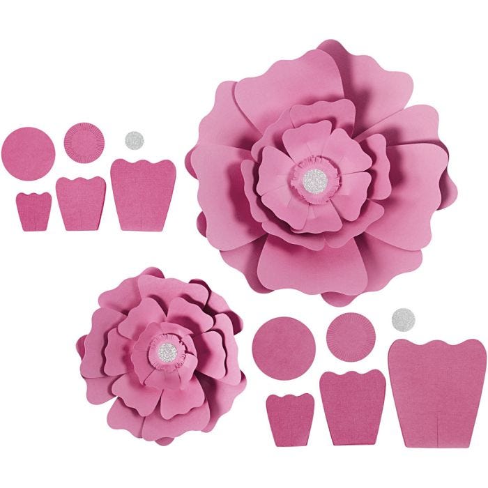 Pappersblommor, Dia. 15+25 cm, 230 g, ljusröd, 2 st./ 1 förp.