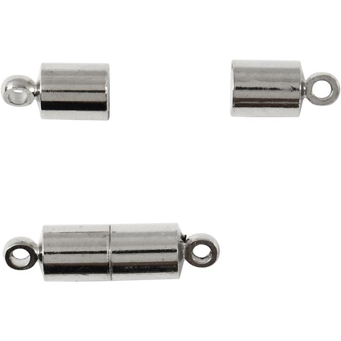 Magnetlås, L: 15 mm, Dia. 5 mm, försilvrad, 10st./ 1 förp.