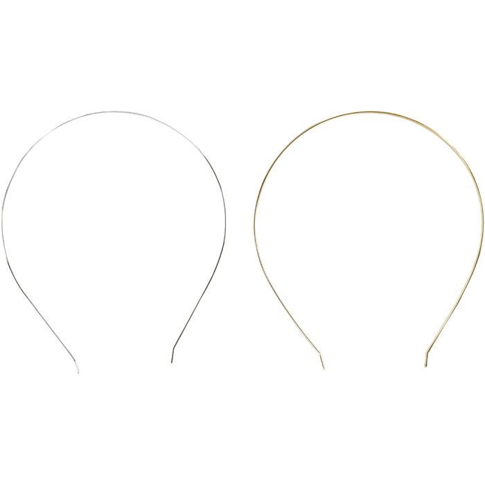 Diadem, L: 14 cm, B: 5 mm, förgylld, försilvrad, 2 st./ 1 förp.