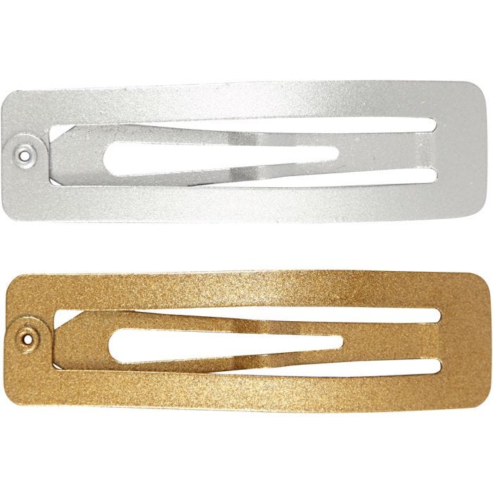Hårspänne , L: 58 mm, B: 16 mm, guld, silver, 4 st./ 1 förp.