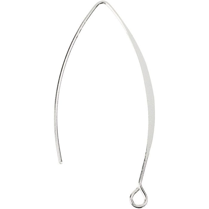 Öronkrokar, H: 42 mm, Hålstl. 2 mm, försilvrad, 30 st./ 1 förp.