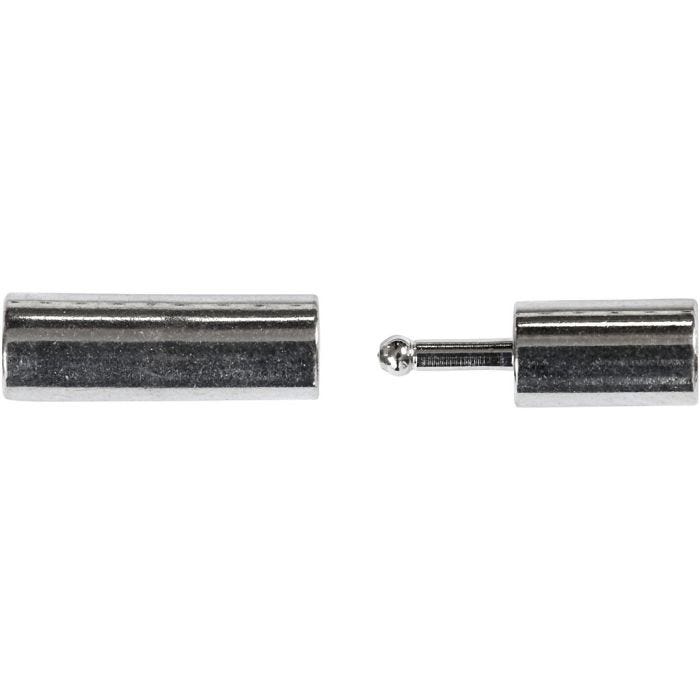 Magnetlås, stl. 3x14 mm, Hålstl. 2 mm, försilvrad, 40 st./ 1 förp.