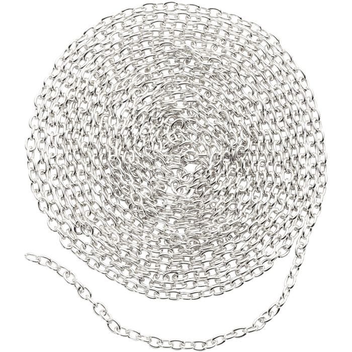 Kedja, B: 2 mm, försilvrad, 2 m/ 1 st.
