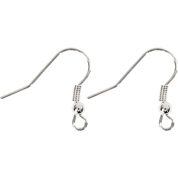 Fransk Öronkrok, L: 18 mm, silver, 10st./ 1 förp.