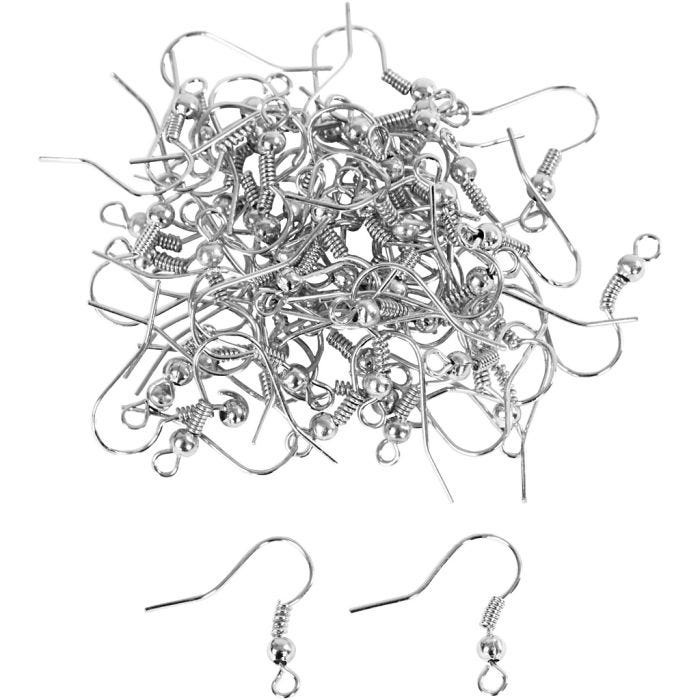 Öronkrokar, L: 18 mm, försilvrad, 100 st./ 1 förp.