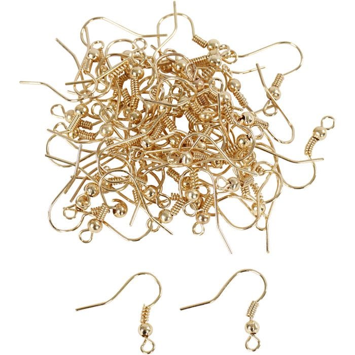 Öronkrokar, L: 18 mm, förgylld, 100 st./ 1 förp.